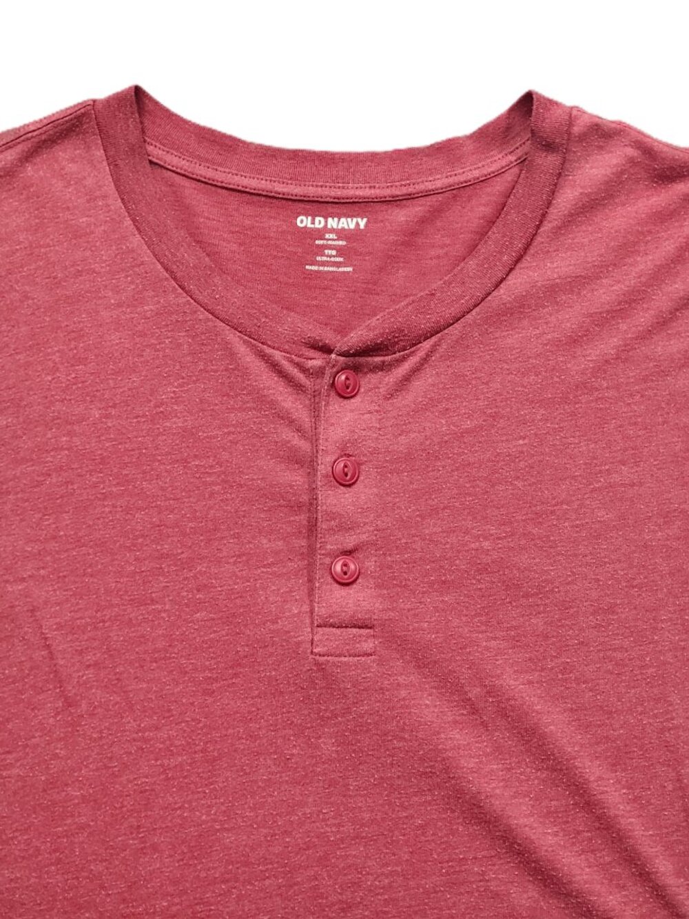 Old Navy Henley – XXL – Pale Red – Soft‑Washed